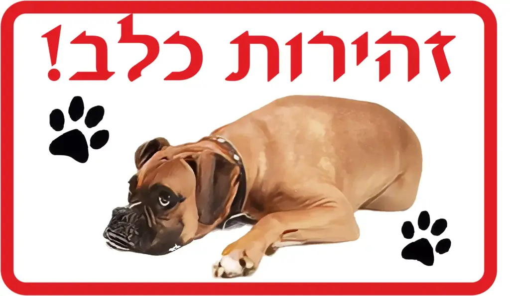 שלט זהירות כלב - 3 - רחב