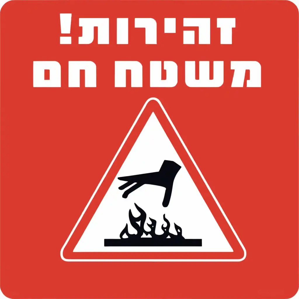 שלט זהירות - משטח חם לפניך