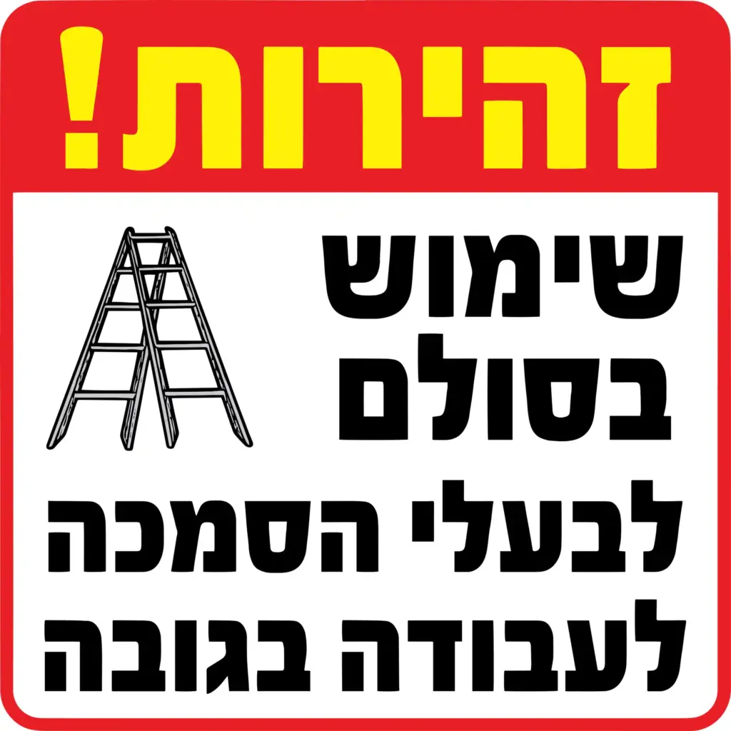 שלט זהירות - שימוש בסולם לבעלי הסמכה בלבד
